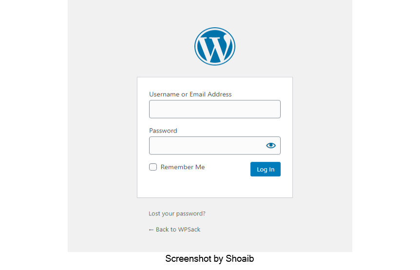 A screenshot of WordPress login screen